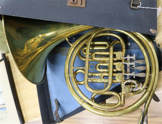 An Italian brass coronet, boxed